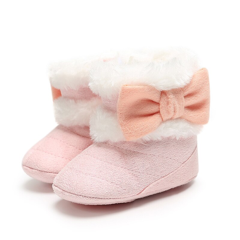 LZH obuwie dziecięce 2020 nowe zimowe noworodki dziecięce buty moda Bowknot Velcro maluch Infantil uruchomić ciepłe śniegowce na zimę: różowy / 13cm