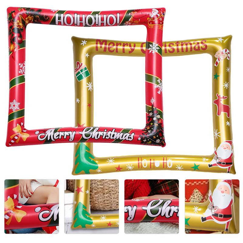 2Pcs Christmas Decoration Photo Booth Props Christmas Inflatable Photo Holder Frame Photo Props Photo Booth Props for Party
