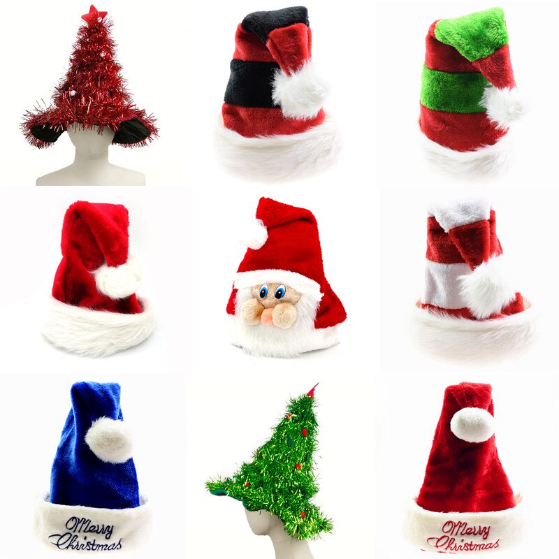 Kerst Hoeden Kerstman Hoeden Kerstboom Rood Blauw Gestreepte Caps Voor Volwassen En Kinderen Xmas Decor Jaar 'S