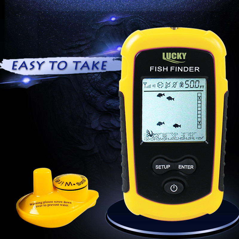 Lucky FFW1108-1 Portable 120m Wireless Fish Finder Alarm 40M/130FT Sonar Depth deeper Ocean River for fishing from the ice