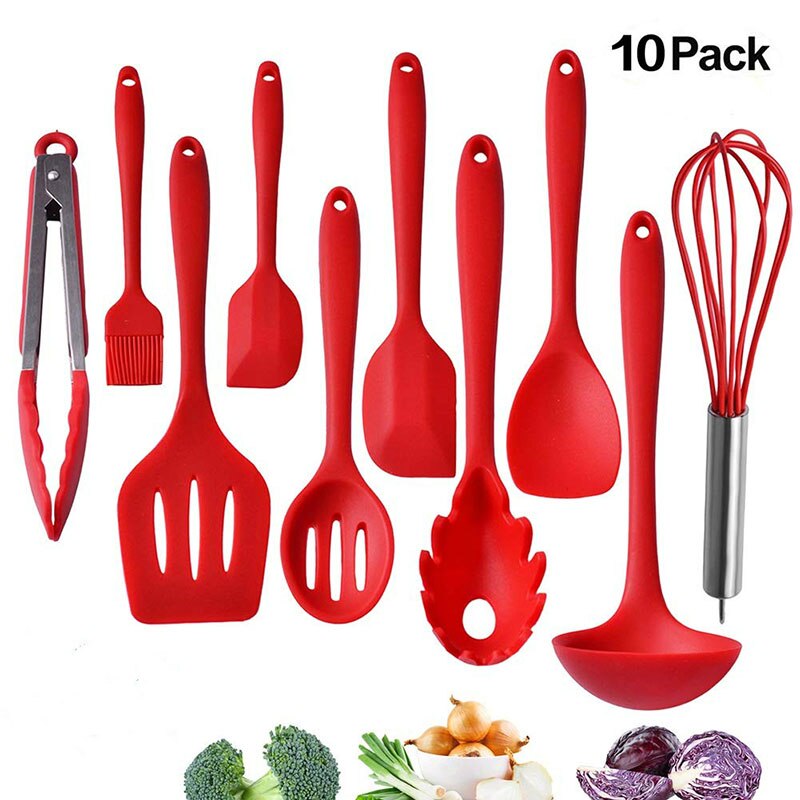 Siliconen Kookgerei Set Non-stick Spatel Schop Soeplepel Handvat Koken Gereedschap Set Bpa Gratis Keuken Tool Accessoires
