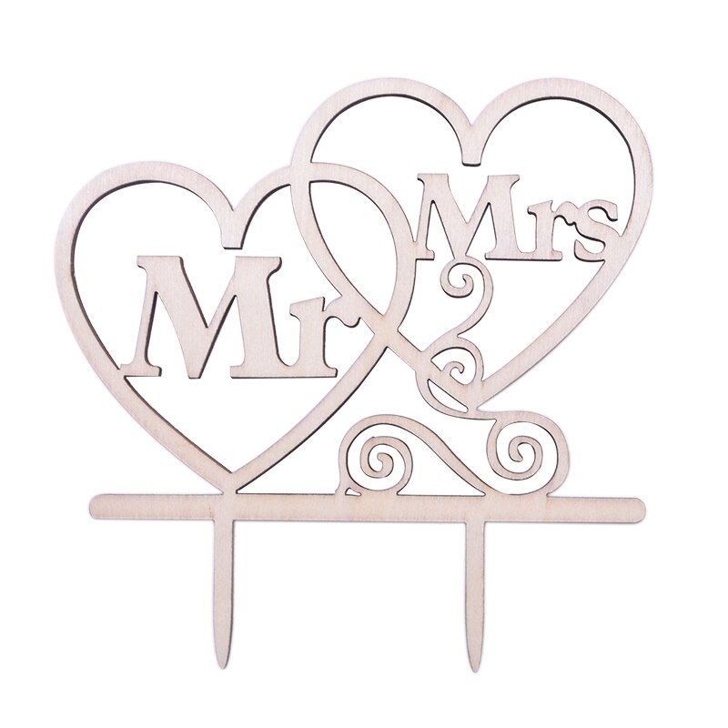 Mr &amp; Mrs Houten Bruiloft Cake Topper Voor Wedding Party Decoratie Engagement Ceremonie Liefde Letters Craft Cake Decor Supplies