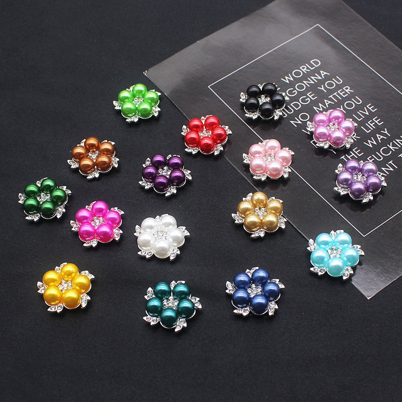 21MM guzik perłowy z kwiatkiem na odzież Diy Manualidades ozdobny kolorowy guzik do szycia Rhinestone do robótek ręcznych