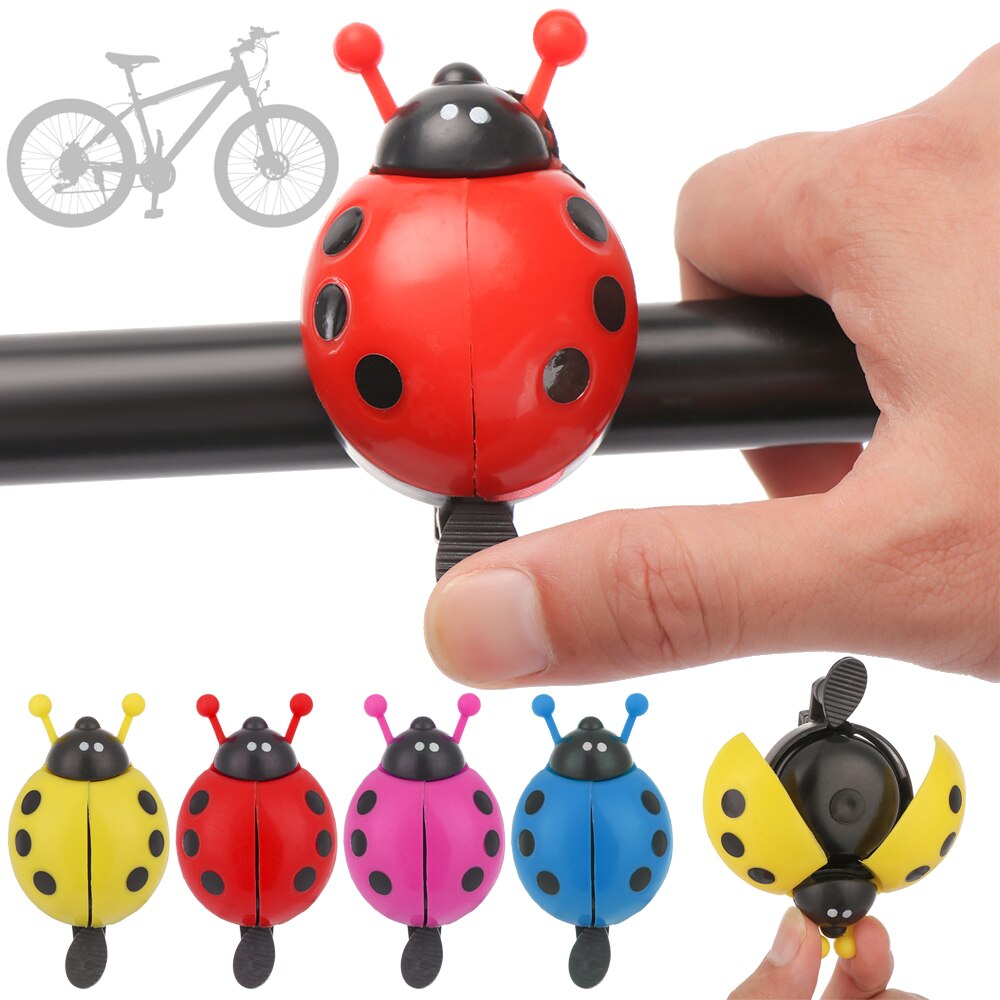 Kids Boys Girls Lovely Ladybug Plastic Bicycle Bell Beetle Bike Handlebar Alarm Ring Safety Warning Horn Cycling Accessories
