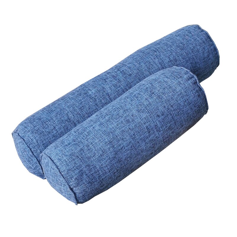 Coussin rond et Long de couleur unie, coussin amovible en lin lavable, coussin de lit en rouleau, Support de tête et de dos léger, colonne de voyage