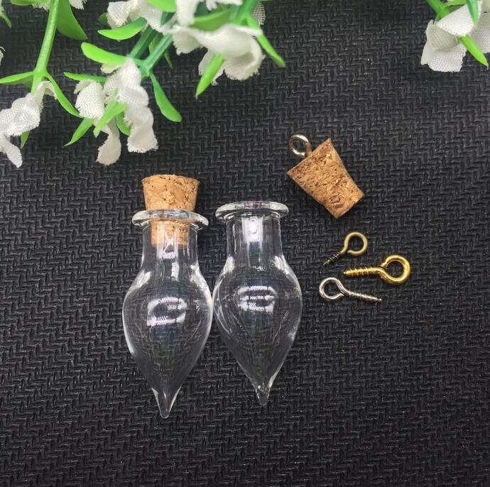 10pcs/lot round heart square stars Teardrop Shape Mini Glass bubble Bottles Jars with Cork stopper Wish Note Craft Bottle: Imitation Rhodium Plated