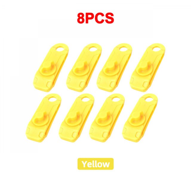 1/5/8/10Pcs Tarpaulin Clip Awning Tent Clamp Canopy Lashing Buckle Jaw Grip Outdoor Camping Hook Anchor Windproof Rope Barb: 8 PCS yellow