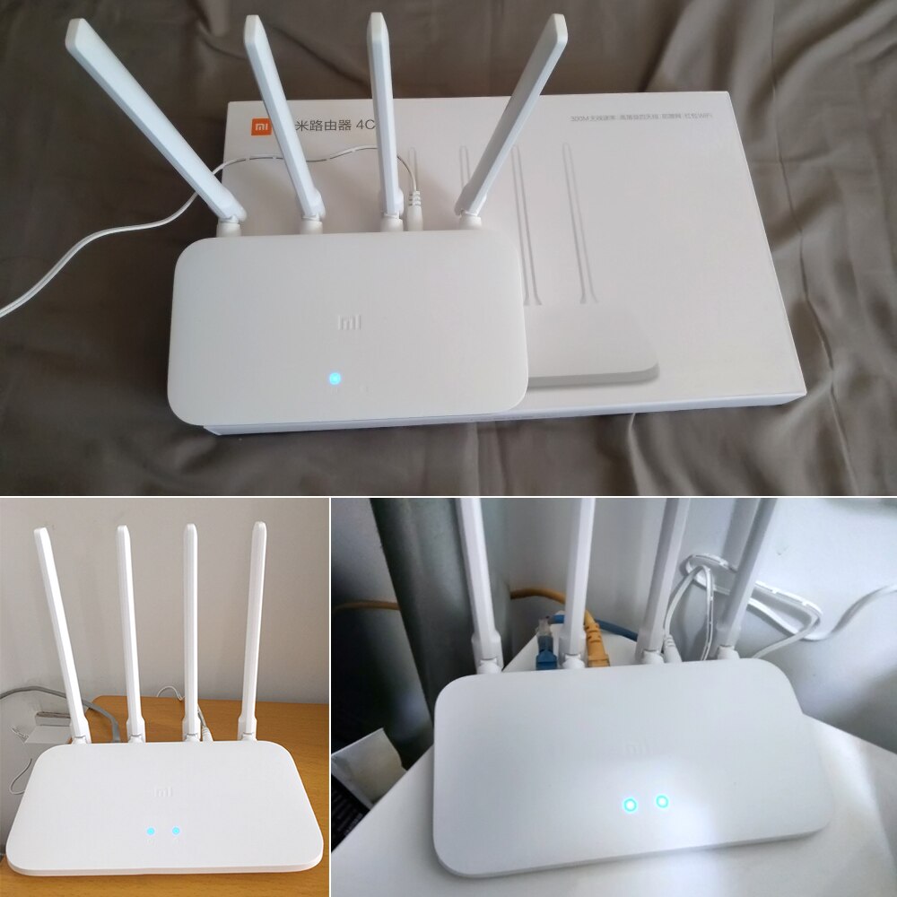 Original xiaomi mi wifi roteador 4c controle app 64 ram 802.11 b/g/n 2.4g 300 mbps 4 antenas roteadores sem fio repetidor