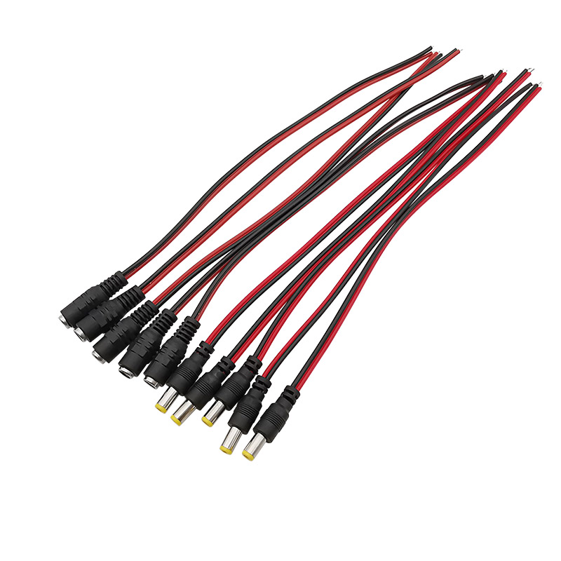 5.5mm x 2.1mm x 12v likestrømsstrøm hann-hunn-kontakt pigtail-forlengelseskabel ledningskontakt likestrømsplugg for led-stripelys cctv-kamera