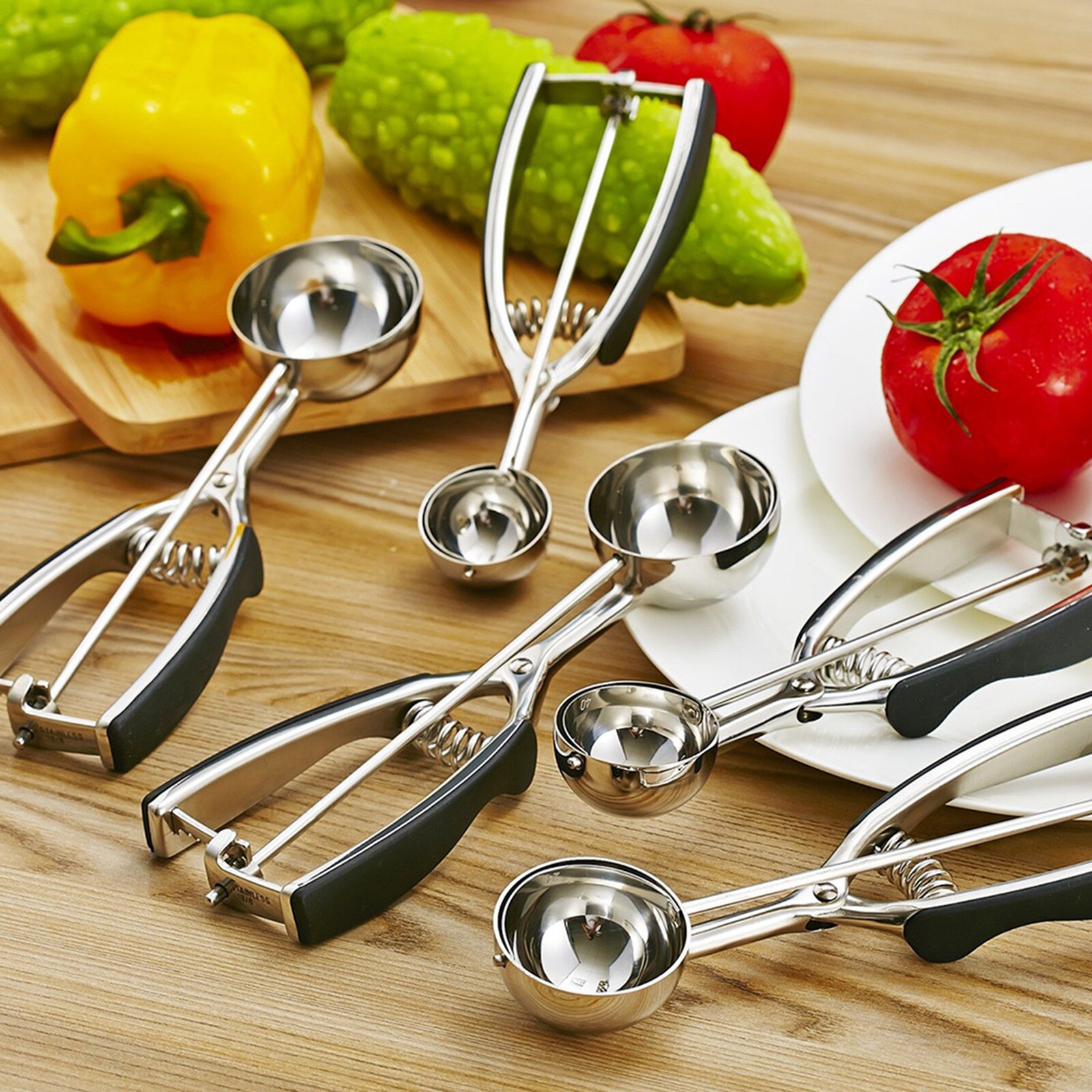 Ice Cream Scoop with Trigger Stainless Steel Dough Baking Sorbet DIY Maker