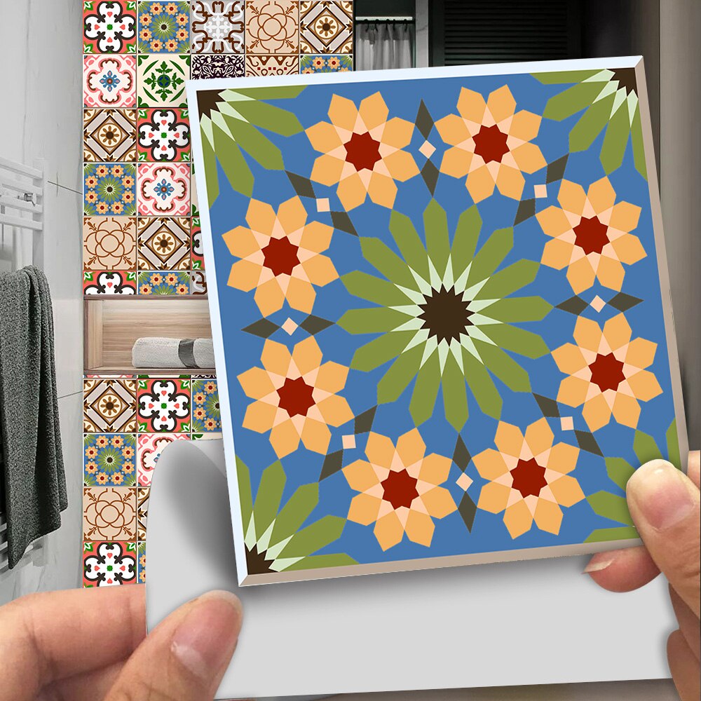 10/15/20/30cm Bunte Blumen- Ornament Arabeske Zauberstab Aufkleber Küche Schlecht Keramik Zauberstab Abziehbilder Fliesen boden Boden Kunst Wandbild