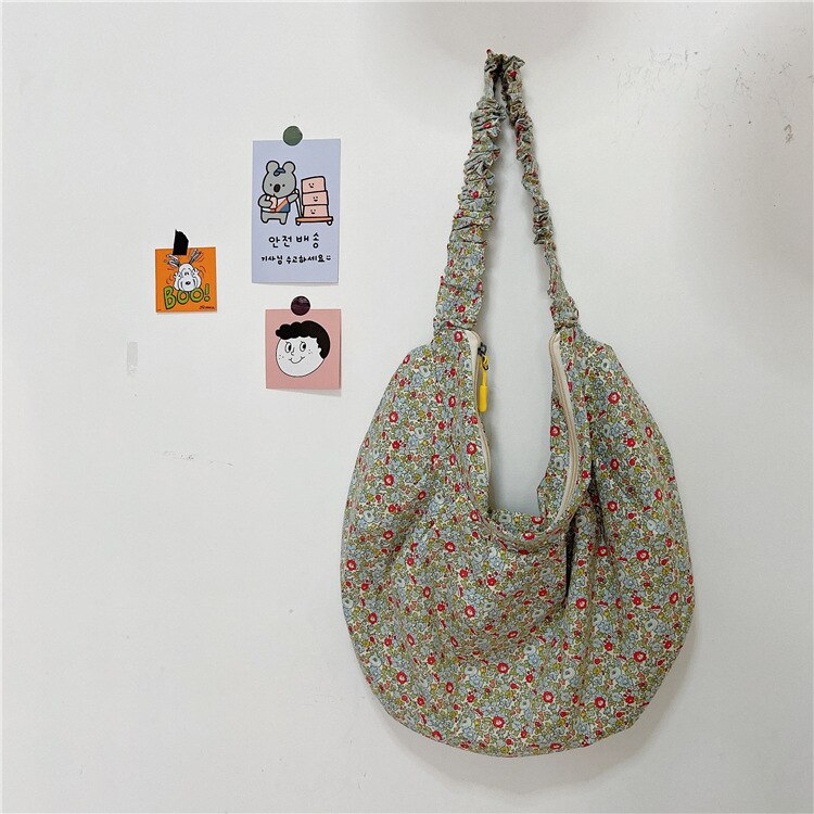 Zoete Bloemen Hobos Vrouwen Schoudertassen Casual Canvas Messenger Bag Lady Grote Capaciteit Bakken Vintage Big Portemonnees Vrouwelijke Sac