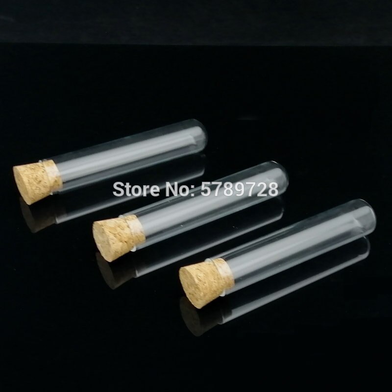 20pcs 20x100mm Glass round bottom test tube with cork stopper,Thickened flat - mouth lab test tubes Used in chemistry lab