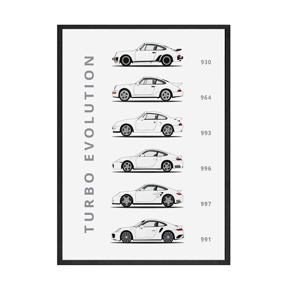 The evolution  of 911 och turbo abstrakt canvas målning färgglad bilaffisch och tryck modern stil heminredning väggkonstbild: Endast 15 x 20cm canvas / 2. ingen gräns standard