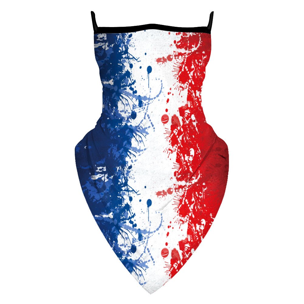 Foulard Triangle avec drapeau français, cache-nez avec crochet d'oreille, multifonctionnel, anti-poussière, respirant, Tube Bandana, réutilisable, masque de randonnée: 078