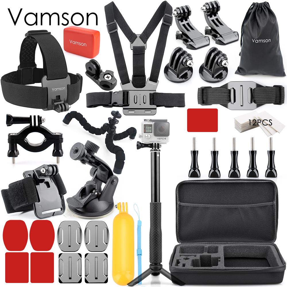 Vamson for Gopro hero 7 6 5 accessories set for gopro kit mount for SJ4000 hero 4 3 2 Black for SJCAM M10 for SJ5000 case VS74: VS74B