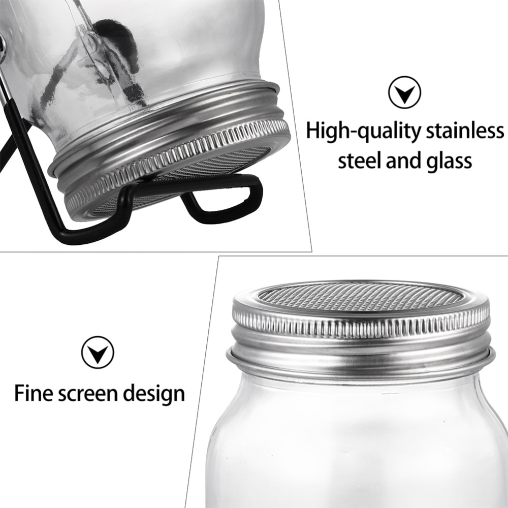 2 Sets 500ml Glass Sprouter Jar Sprouting Jar Kit For Home Kitchen Garden Stainless Steel Lid Mason Germination Pot Holder Set