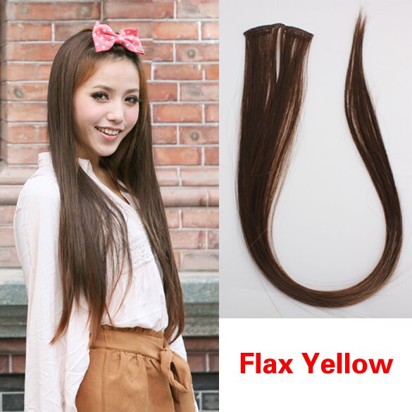 Vlas geel clip op hair extensions straight easytouse lange