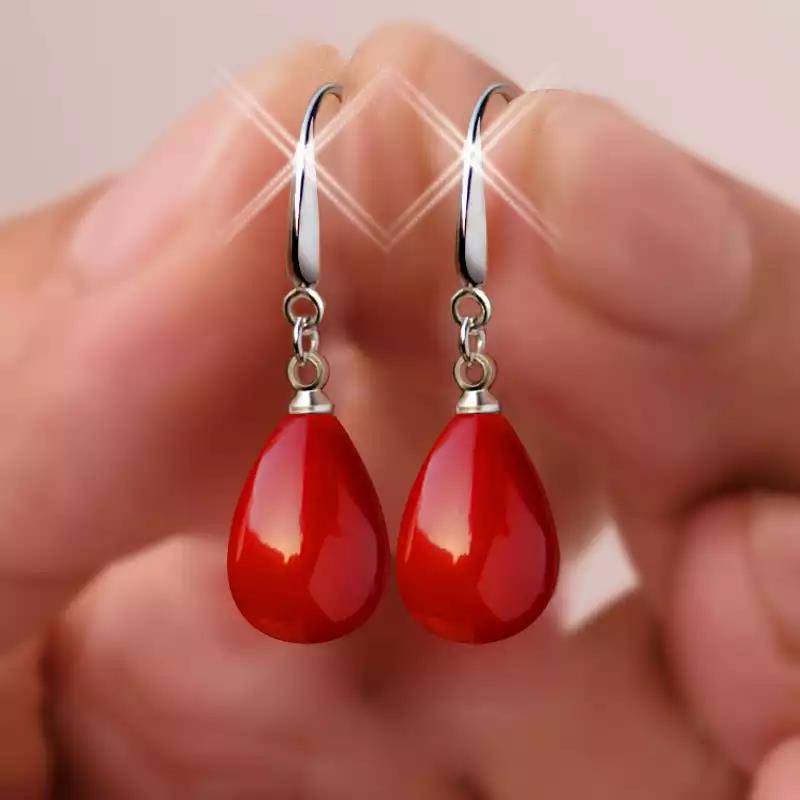 Parel Rode Druppel Oorbel voor Vrouwen Fancy Kleurrijke Gesimuleerde-parel Lange Earring Trendy Sieraden