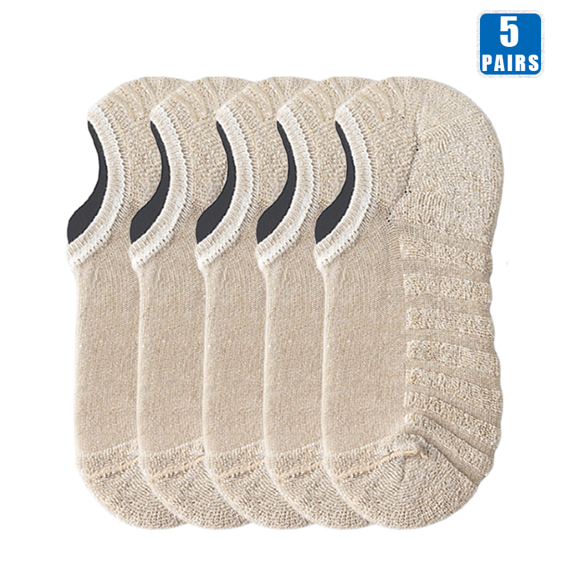5 Pairs Men Short Socks Cotton Crew Ankle Casual Soft Low-Cut Non-Slip Breathable Summer Autumn Sock for Male: Dark Red