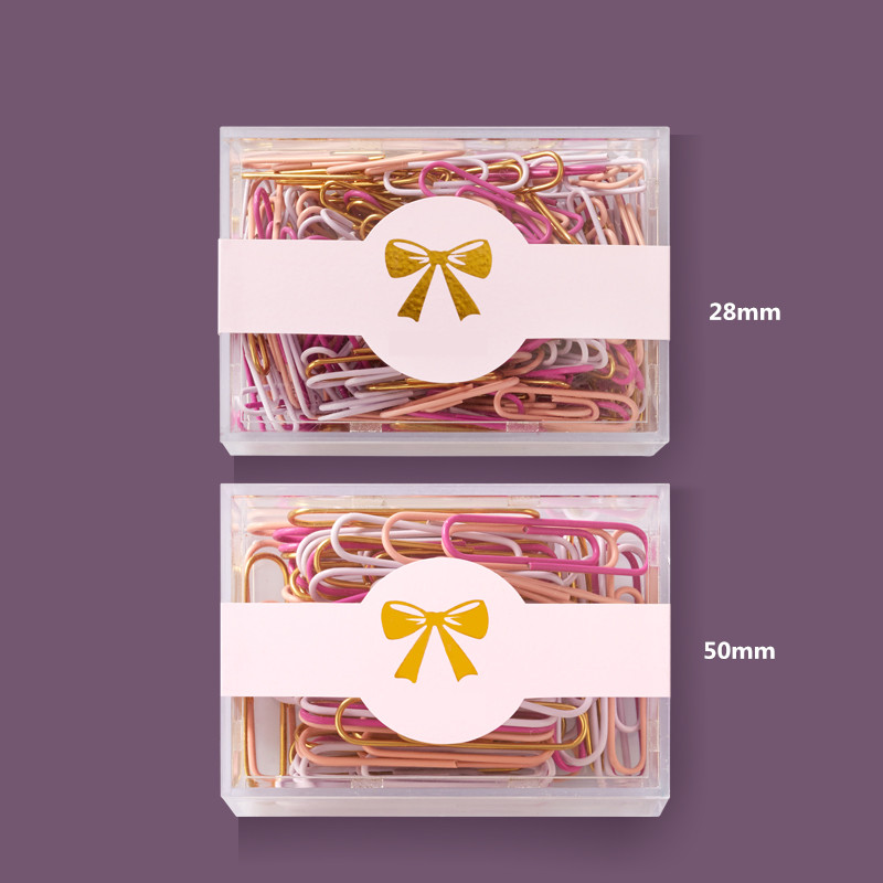 70 stk 50mm metal papirclips farvede u type bogmærke clips i gennemsigtig holder kontor- og skoleartikler papirtilbehør
