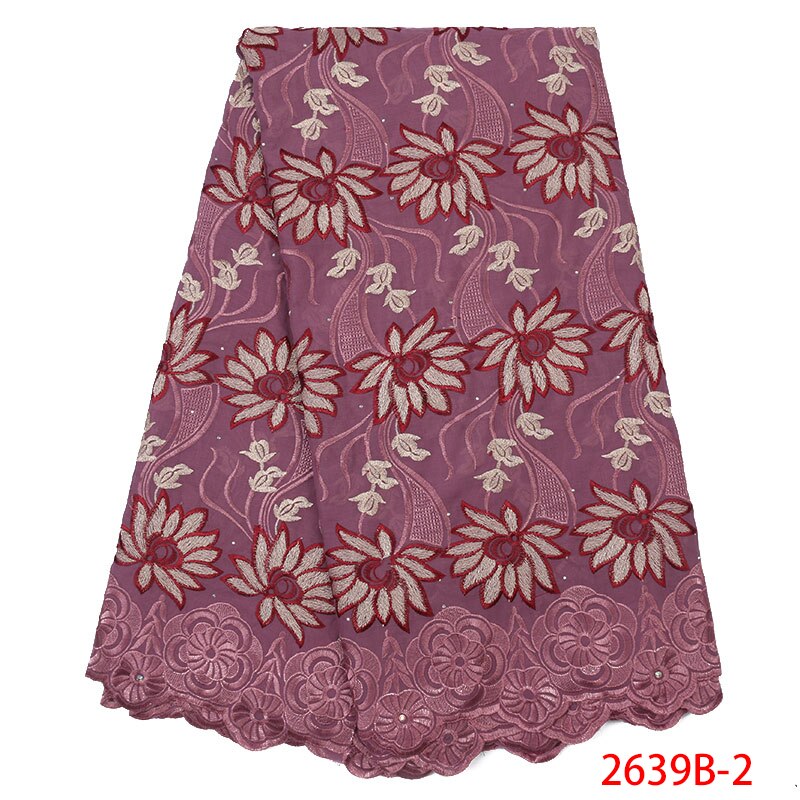 Latest african laces swiss lace dry lace fabrics cotton lace fabric with stones KS2639B-4