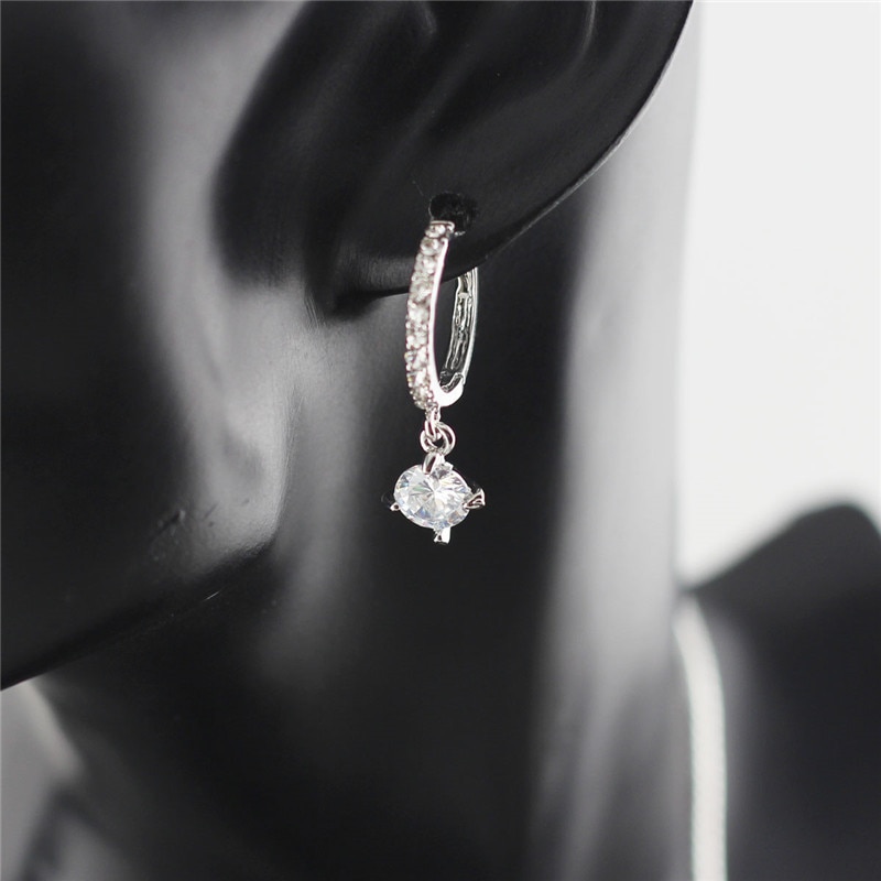 Små trendy zirkon guld runde bøjle øreringe små krystal dangle øreringe til kvinder korea smykker e -h0169