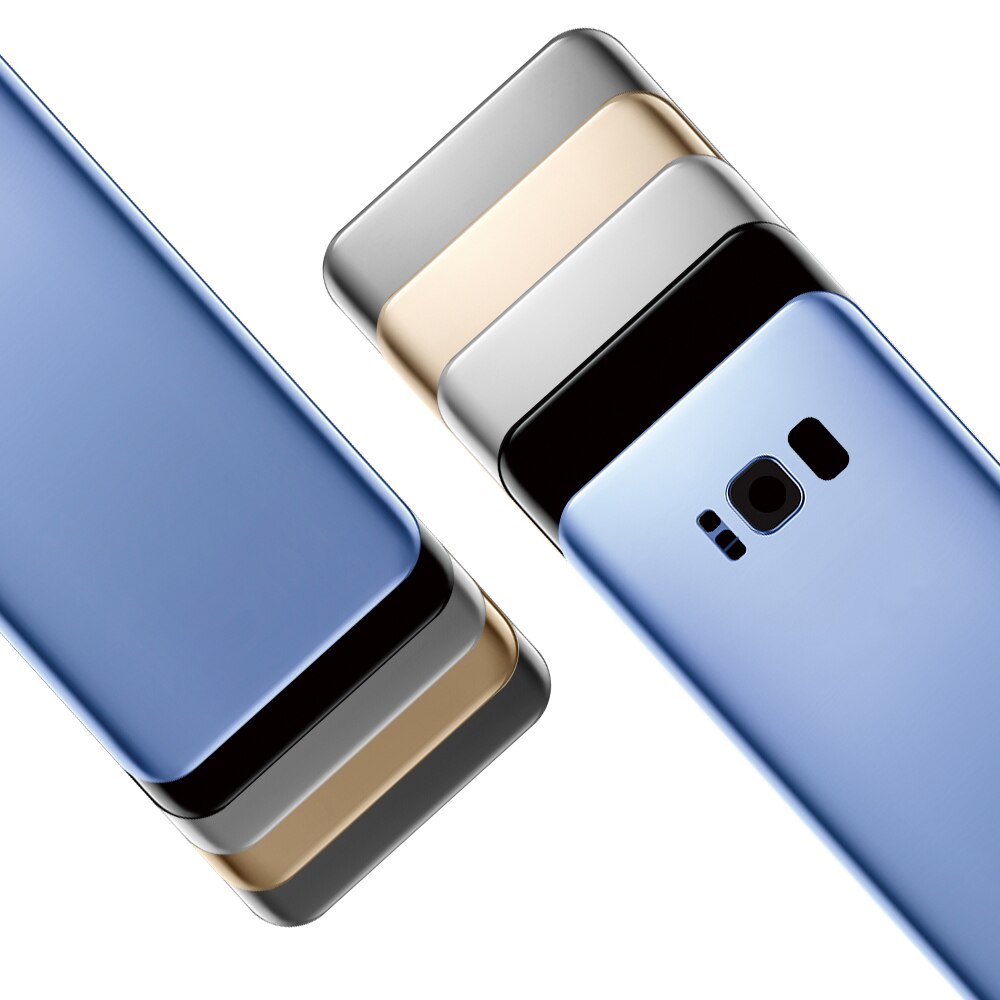 Caixa da porta da bateria traseira para samsung galaxy s8 s8 plus + g955 g955f g950 g950f volta capa de habitação de vidro + adesivo moldura da câmera
