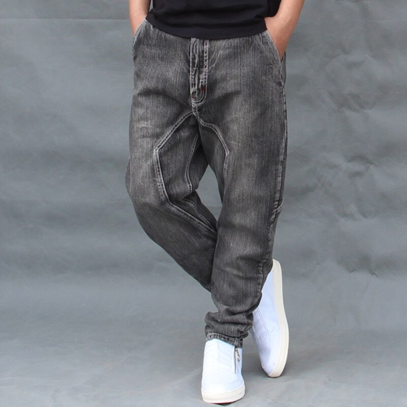 Plus size Men baggy Skateboard denim pants Hip hop Punk Sagging jean Harem pants Men street dance Crotch trouser FSH14
