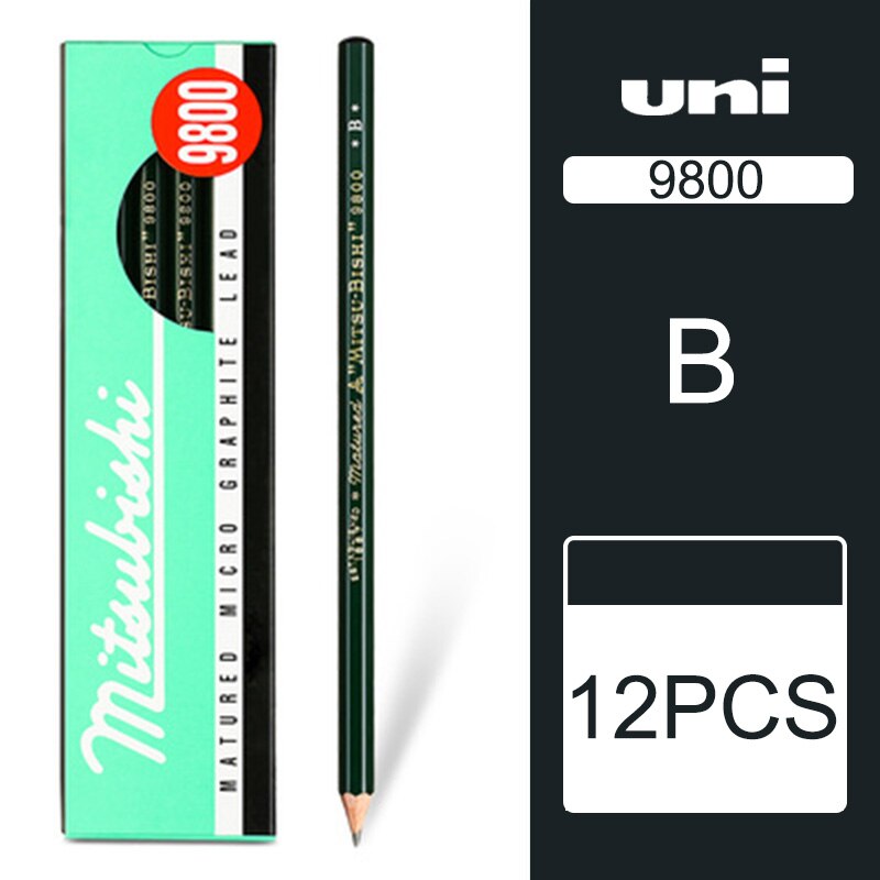 12/22 pinner uni mitsubishi blyant 9800 testkort tegneblyanter kunstskisseblyant: B