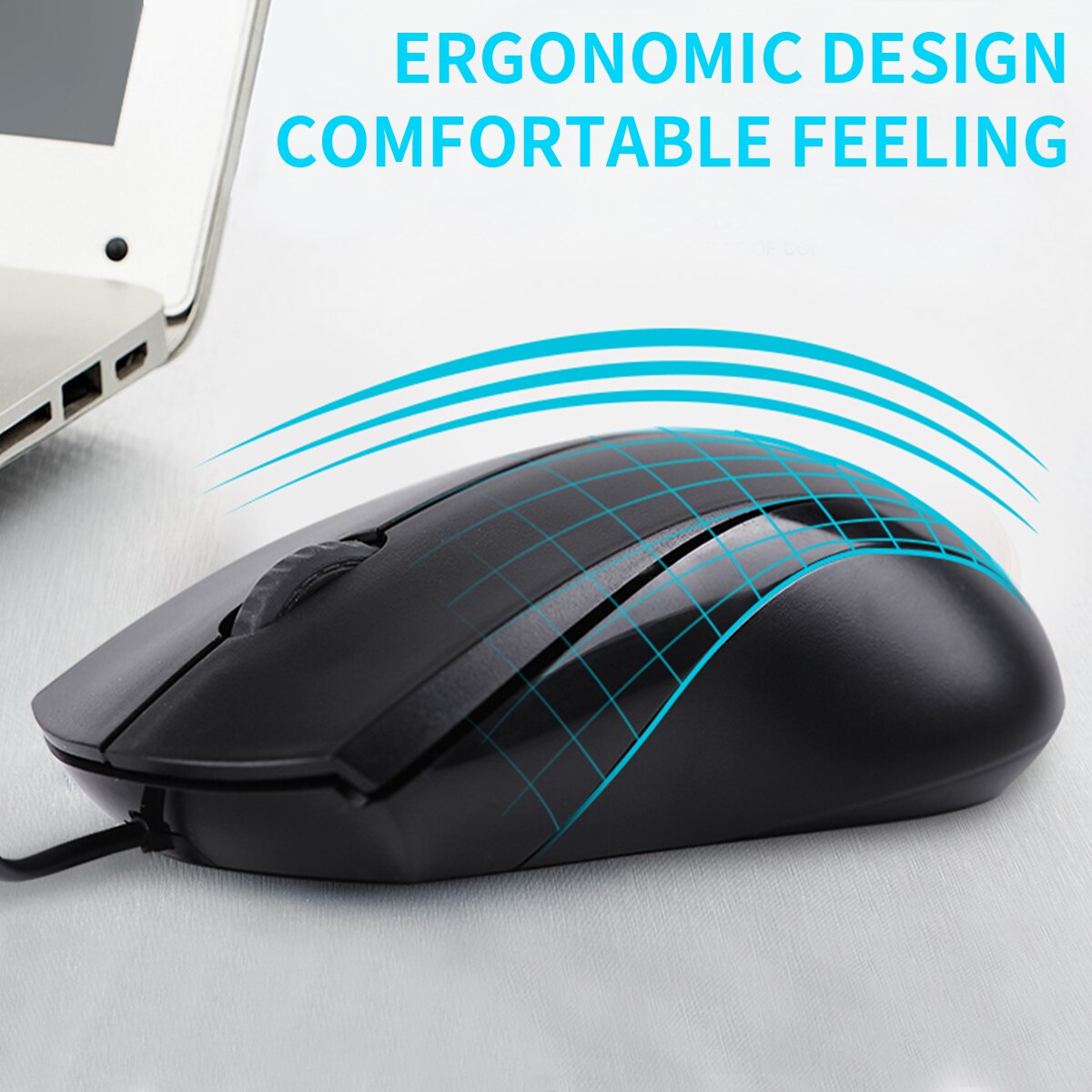 Rapoo N1600/N1200 Silent USB Wired Mouse 1000DPI Optical Mouse Quiet Button Ergonomic Mouse Mice for Desktop Computer Laptops