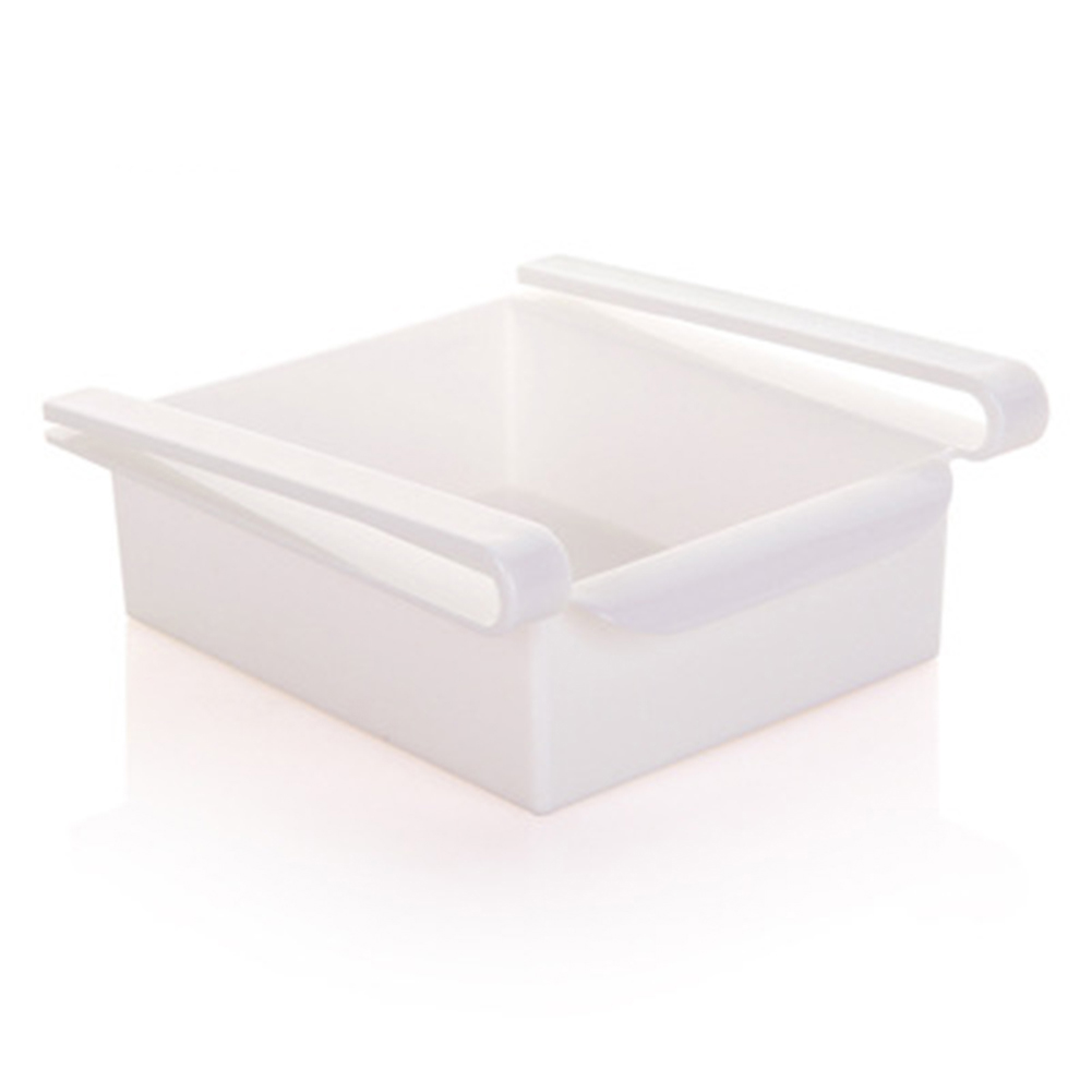 Køkken køleskab fryser glideskuffe type pladsbesparende mad frugt æg opbevaring arrangør rack hyldeholder plast opbevaringsskuffer: Hvid