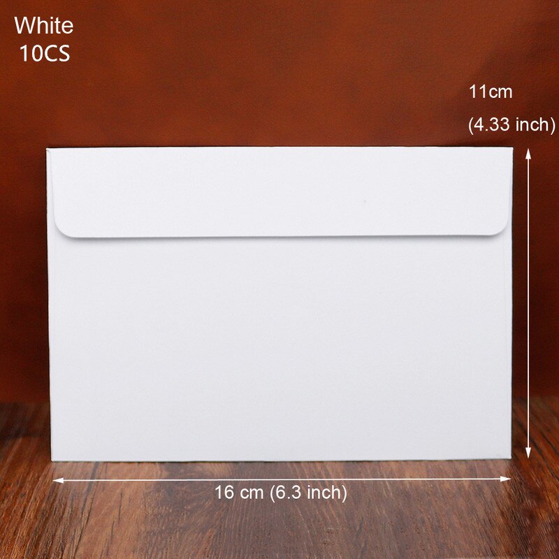 10Pcs/Pack 16cmx10.8cm Kraft Black Paper Envelope Message Card Letter Stationary Storage Paper Candy Kraft Blank Envelope: White