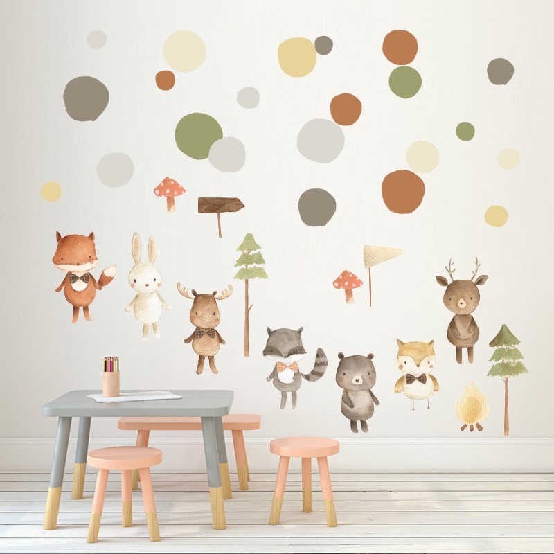 Balleenshiny Mooie Bos Dier Muursticker Kinderkamer Slaapkamer Achtergrond Decoratie Nursery Home Koelkast Kabinet Sticker