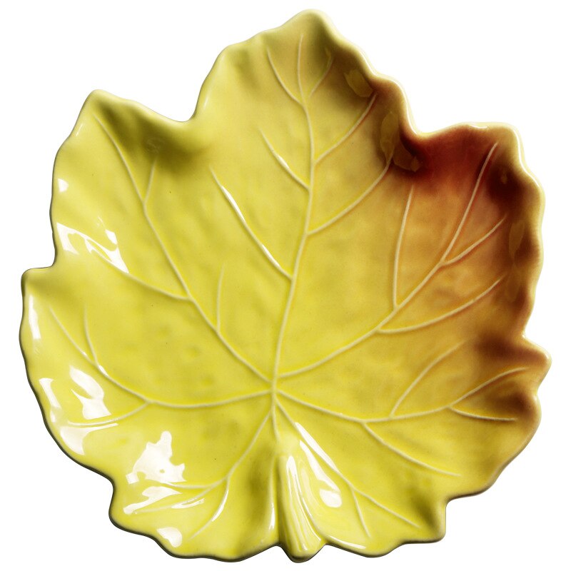 Maple Leaf Vorm Keramische Plaat Roze Magnetron Beschikbaar Serveerschaal Thuis Creatieve Persoonlijkheid Servies