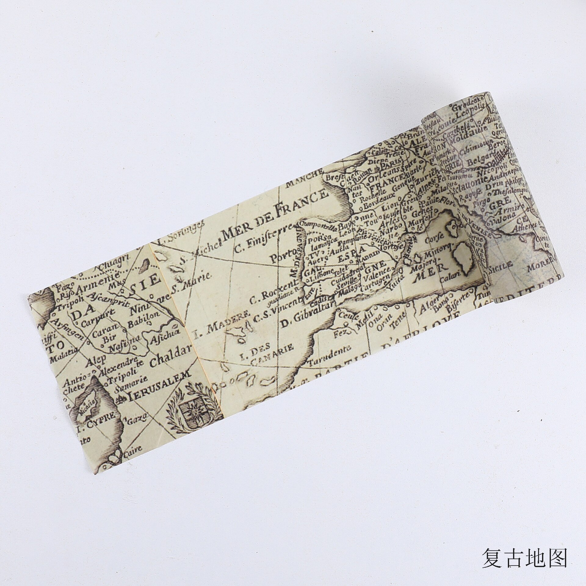 Cinta adhesiva para escribir a mano, mapa Vintage, periódico, cinta adhesiva decorativa, Diy, Scrapbooking, etiqueta adhesiva, papelería: 2