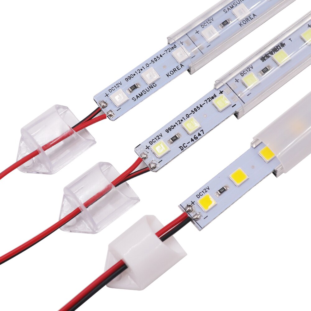 Barra de luz LED rígida, tubo de luz resistente al agua, SMD5054, 36LED, 50CM, DC12V, Blanco cálido, azul, 5 unids/lote