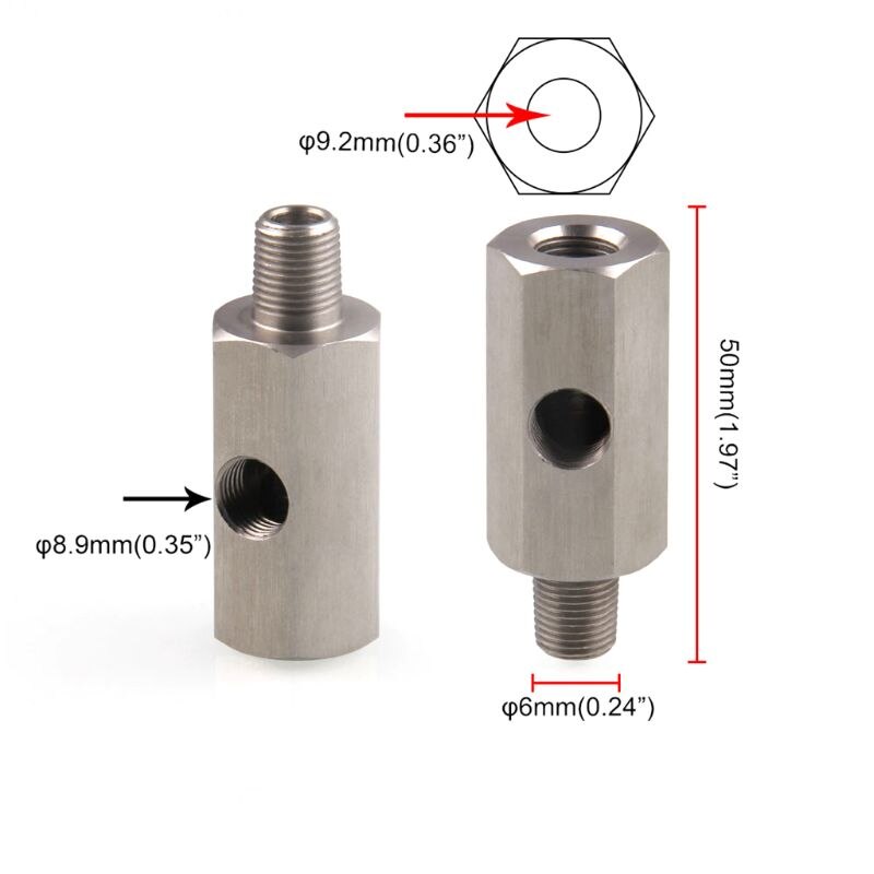 1/8" BSPT Oil Pressure Sensor Tee to NPT Adapter Turbo Supply Feed Line Gauge T