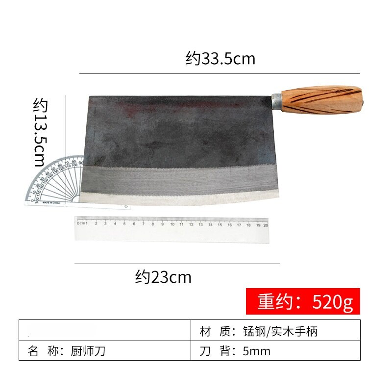 Kitchen Knife Household Chef Knife Cutting Kitchen Knife Forged Manganese Steel Chop Pig Grass Knife Vegetable Knife: chef knife 1