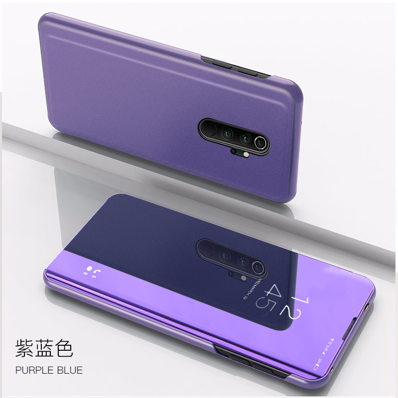 Smart Mirror View Flip Phone Case For Xiaomi Redmi Note 8T Note 8 Pro PU Leather Stand Cover For Redmi 8 8A Protective Shell: For Redmi Note 8 Pro / purple blue