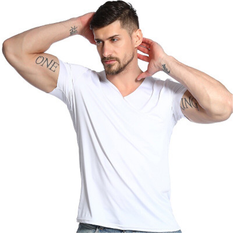 Nouveaux hommes coton T-shirt survêtement sport maigre T-shirt hommes gymnases Fitness musculation entraînement hauts blancs vêtements
