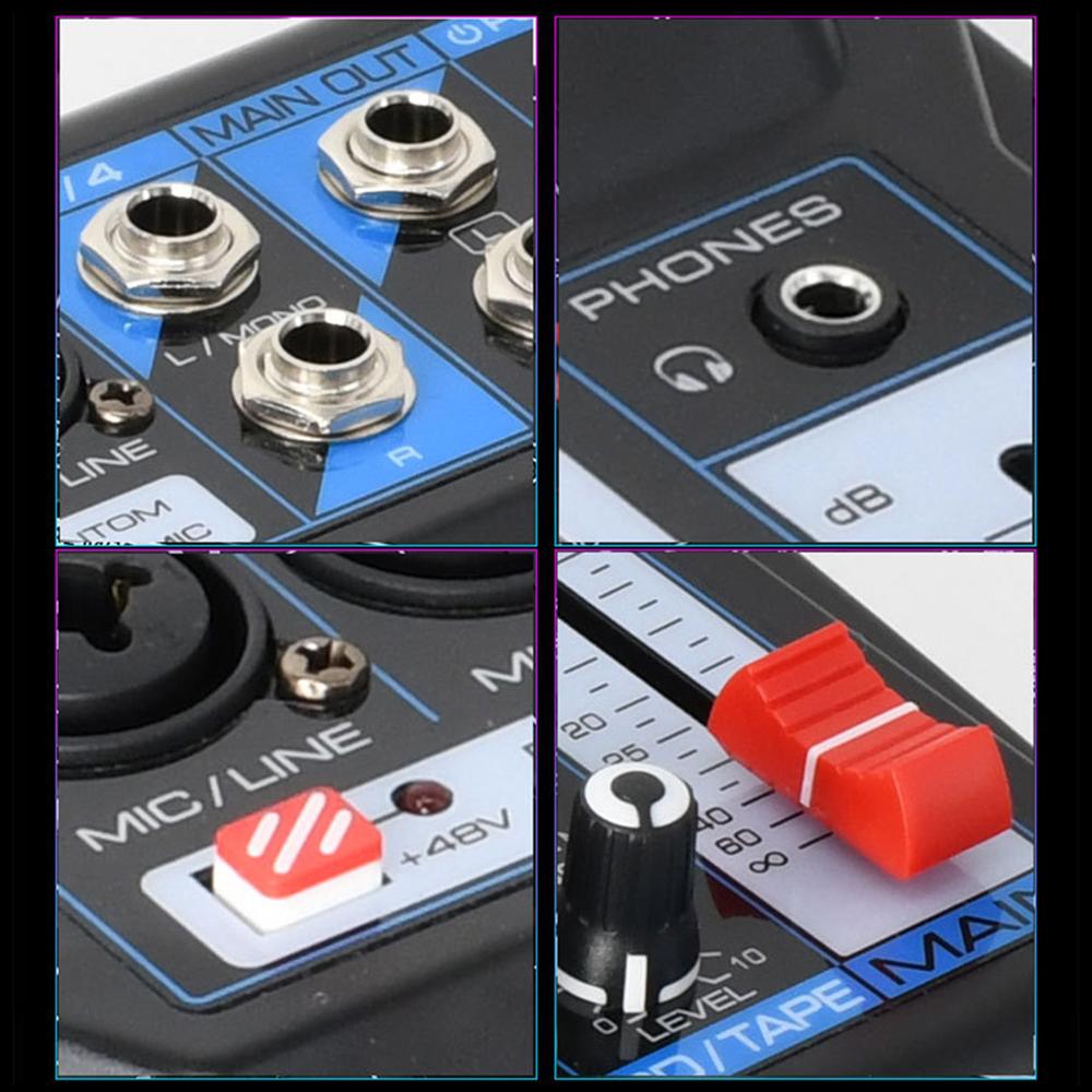 6 Channel 16 DSP Effects Audio Mixer Sound Mixing Console DC5V Power Supply USB Record Bluetooth Sound Card