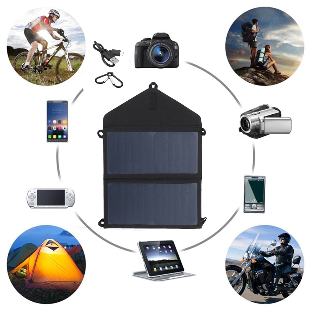 Polysilikon solenergipaneler hopfällbara solceller laddare 5v 2a usb-utgångsenheter bärbara solpaneler för smartphones