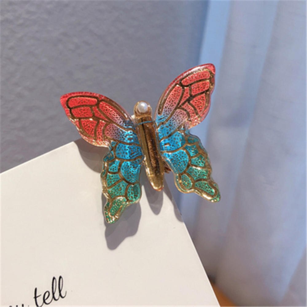 Koreanische Gebühr Schmetterling Haarnadel Bunte Gradienten Haar Clips für Frauen Mädchen Spange Fliegen Schmetterling Haar Zubehör: 1