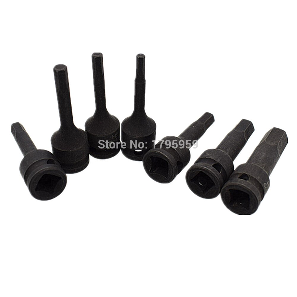 7 Piece Hex Key Socket Set 3/8" Square Drive Impact Socket H4 H5 H6 H7 H8 H10 H12 (4mm-12mm) Cr-Mo Metric Allen Bit 60mm Long