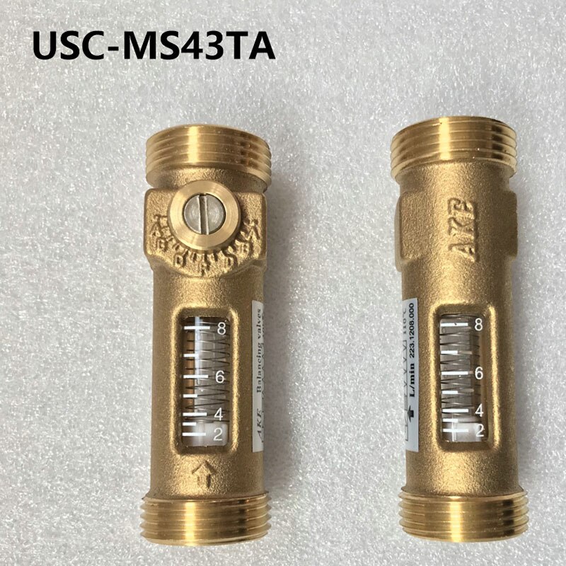 USC-MS43TA 2-8L/Min Direct Reading Flow Meter (Flowmeter) Brass G3/4 inch Male and G3/4 inch Male Spring Mechanical Float Meter