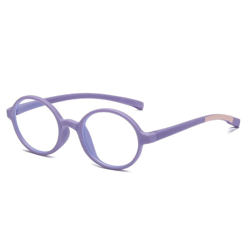 Gafas con montura de silicona suave para niños y niñas, lentes antirayos azules, Protector de ojos, montura de vidrio, lentes transparentes: C1 Purple