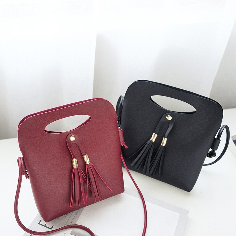 Daunavia mærke kvinder kvindelig pu læder skuldertaske simpel dame slik farve kvast bøtte tote minihåndtaske