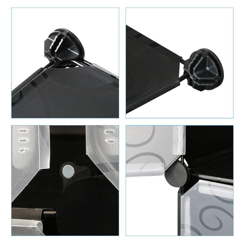 Armoire en plastique à 4 couches à 16 compartiments (1 Rail à vêtements) multifonction anti-poussière étanche à l'humidité armoire Portable étagère de rangement HWC