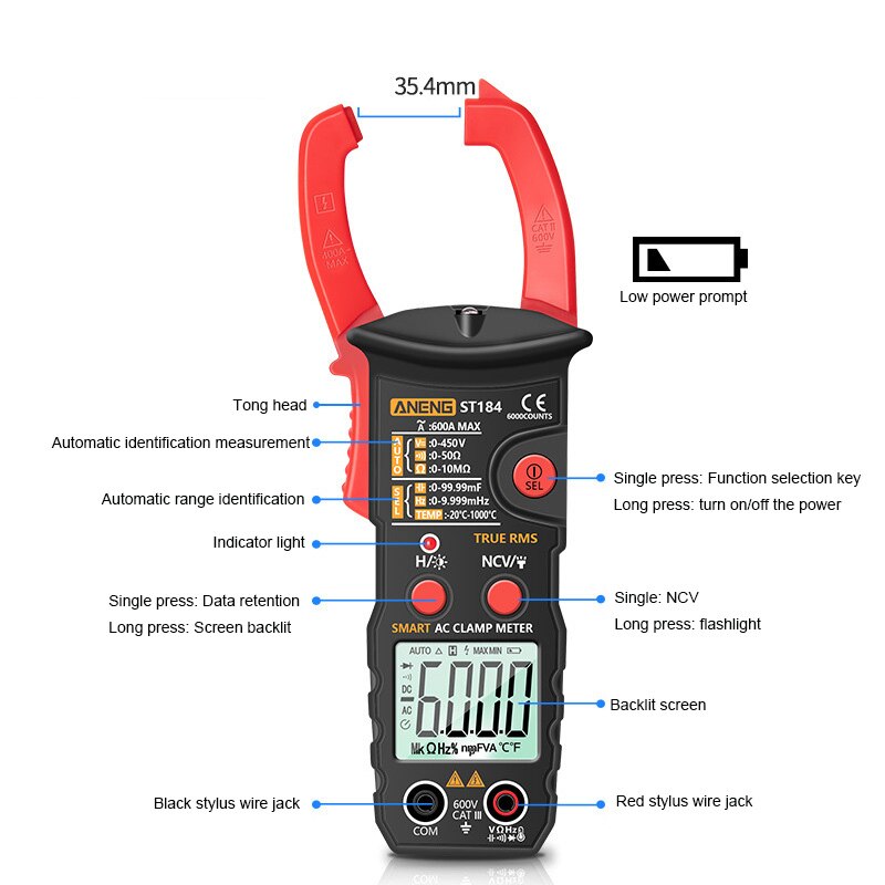 Intelligent Digital Multimeter Clamp Meter Multifunction Electrician Voltmeter High-precision Identification Measurement
